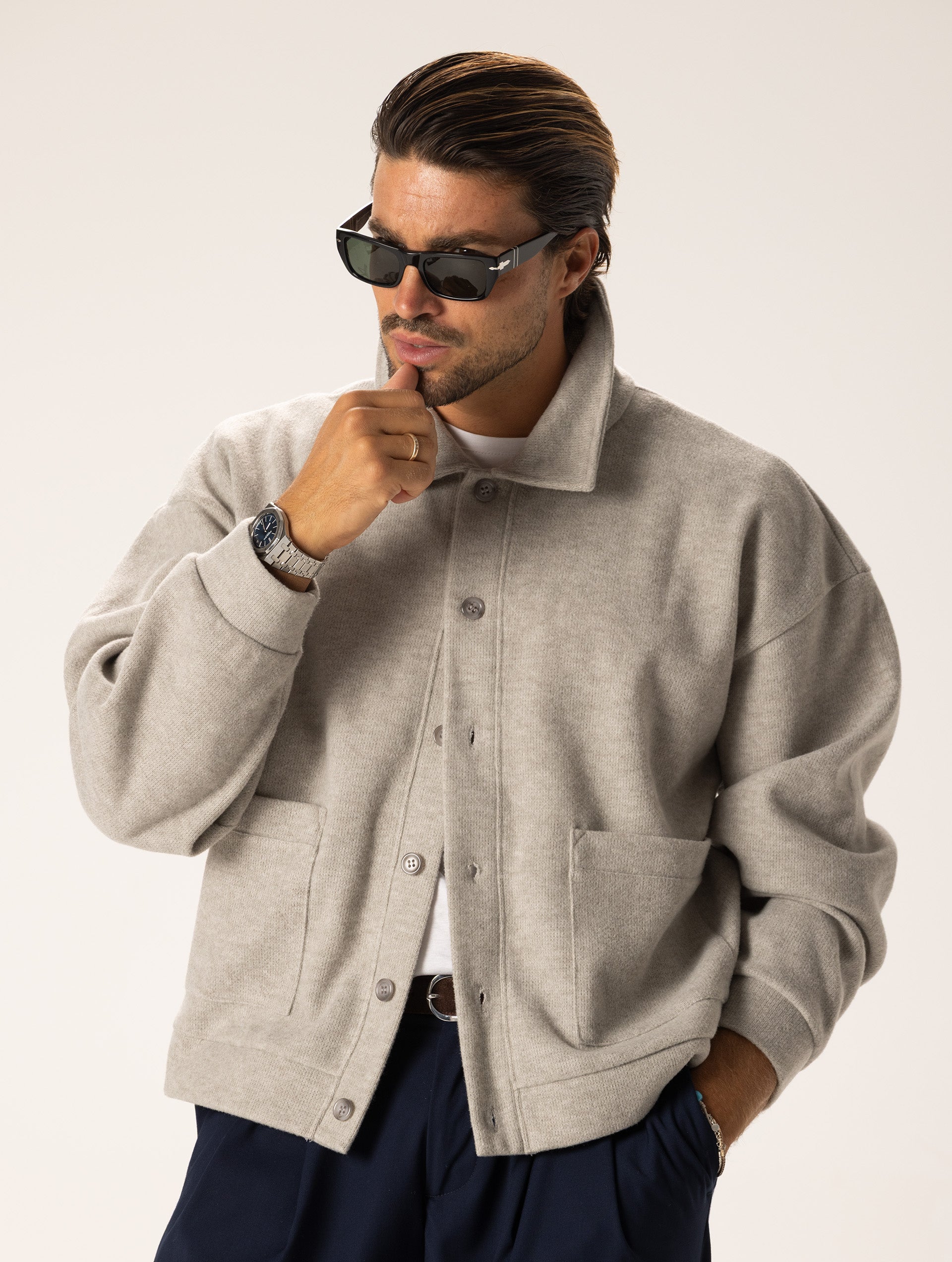 SABURO CARDIGAN IN GREIGE