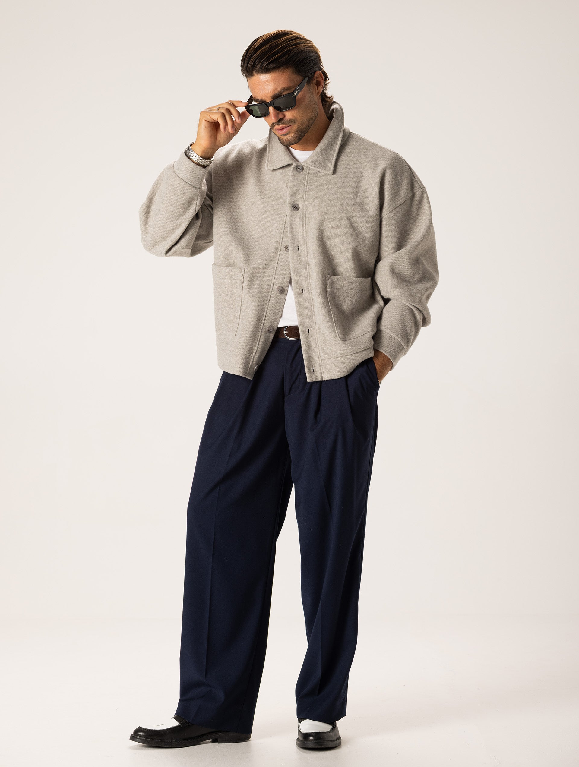 SABURO CARDIGAN IN GREIGE