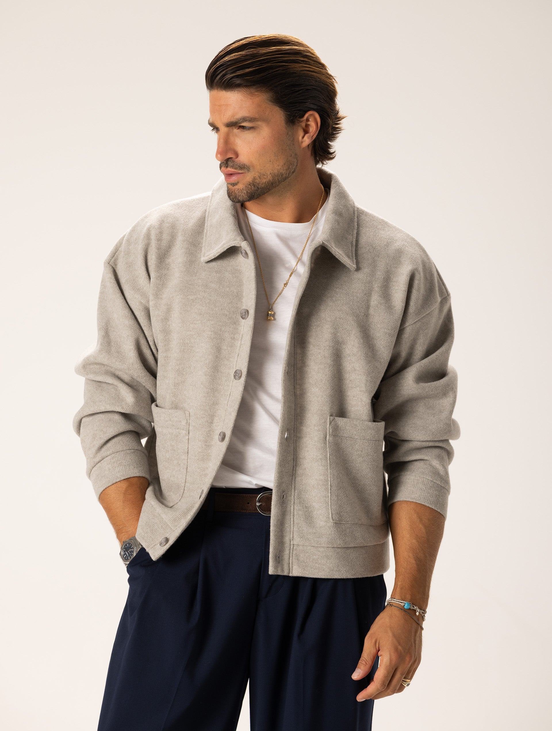 SABURO CARDIGAN IN GREIGE