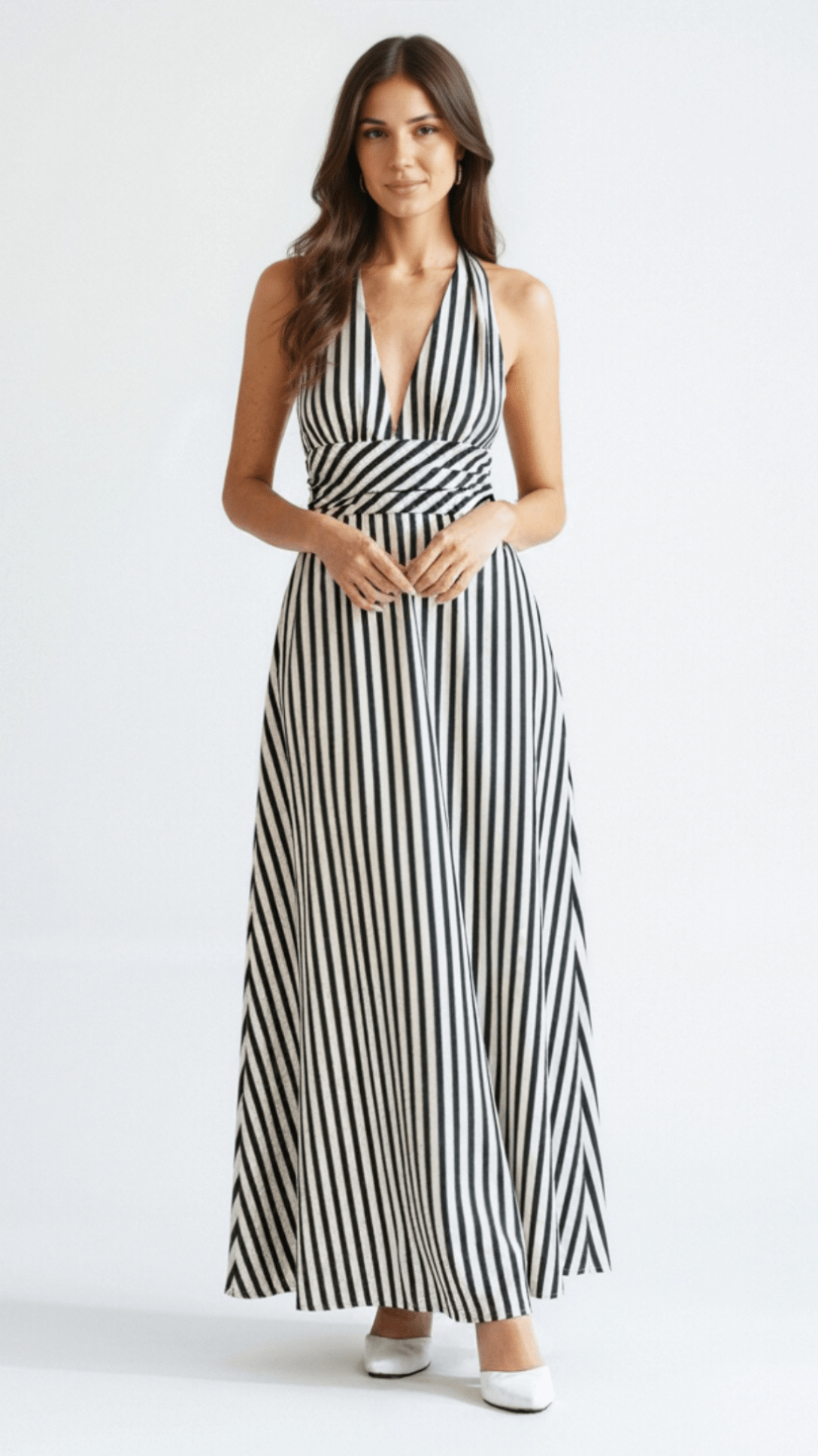 Sandra Striped V-neck Maxi Dress