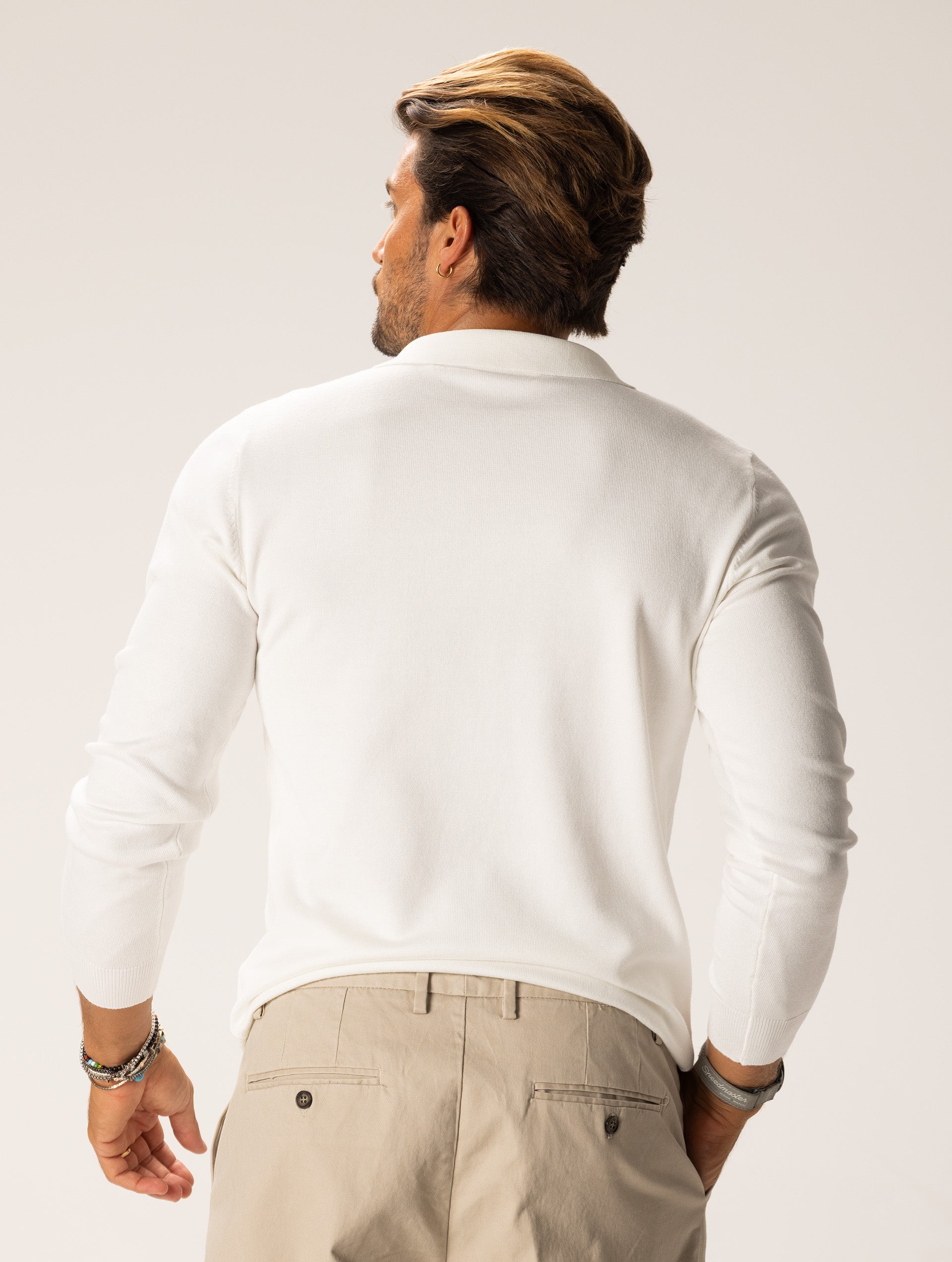 OSCAR POLO SWEATER IN WHITE