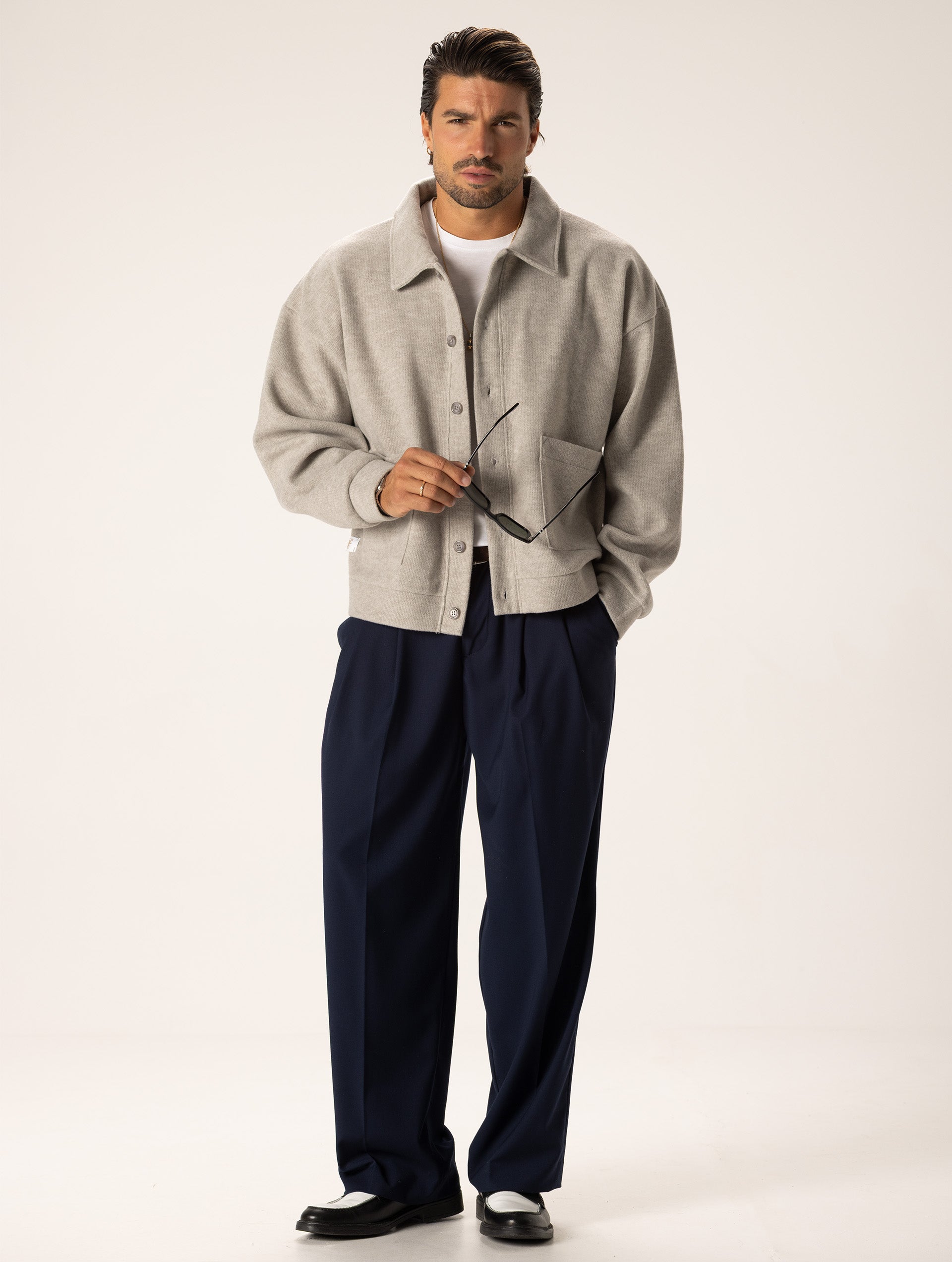 SABURO CARDIGAN IN GREIGE