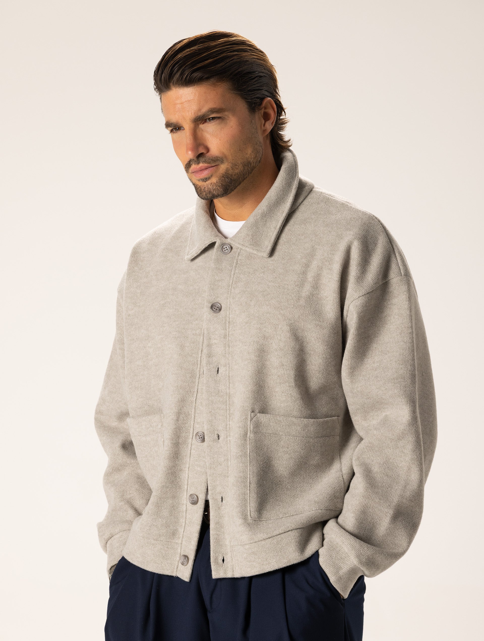 SABURO CARDIGAN IN GREIGE